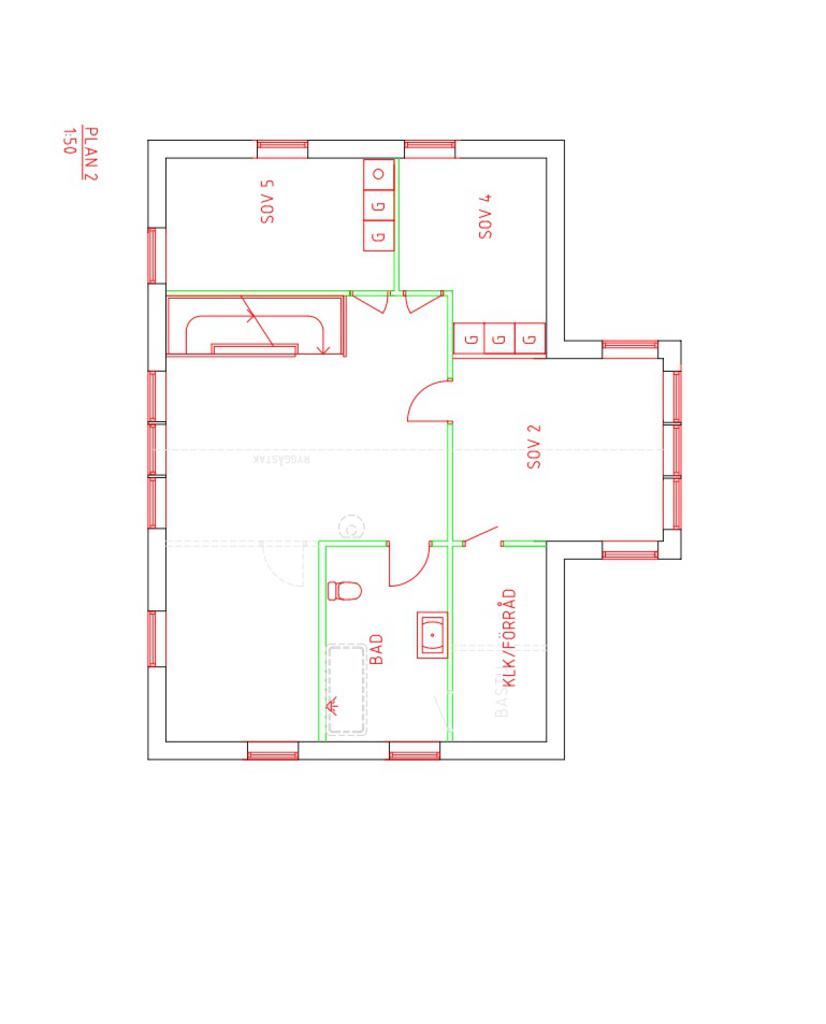 Planritning övre plan hustyp 3