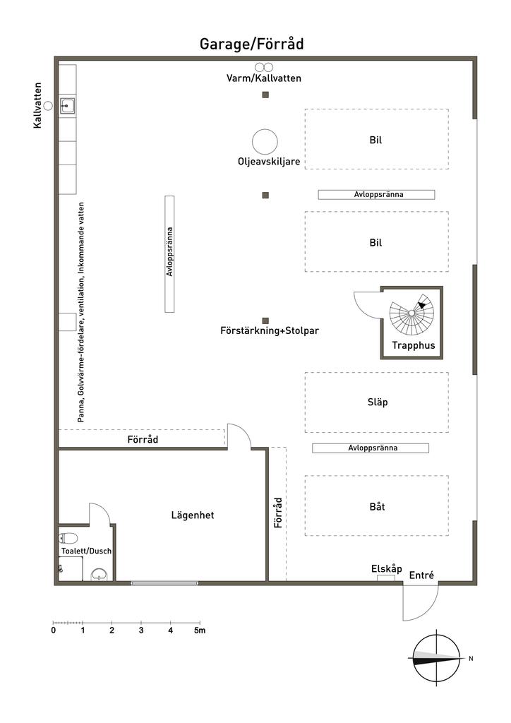 Entréplan och garagedel