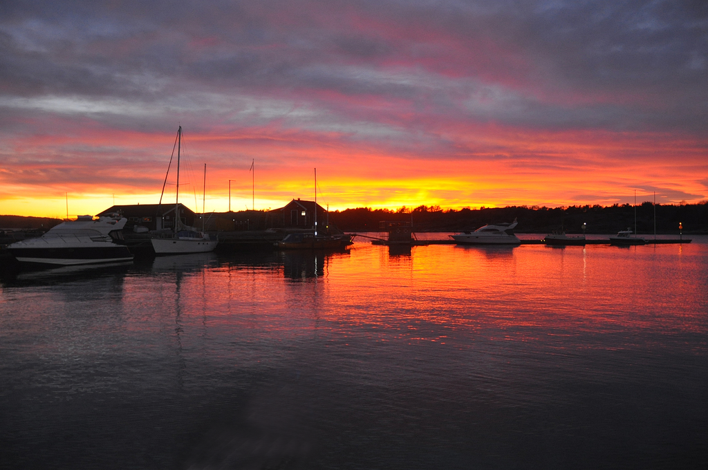 Solnedgång Grebbestad hamn.