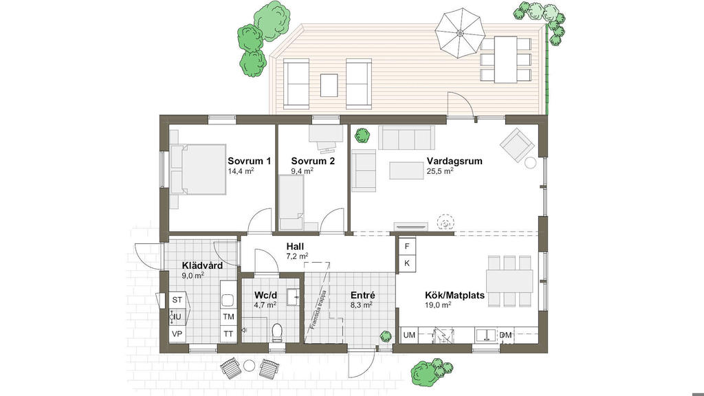 Planlösning Villa Ängaviken 

Notera att bilden som visas är exempel och huset är inte uppfört. 