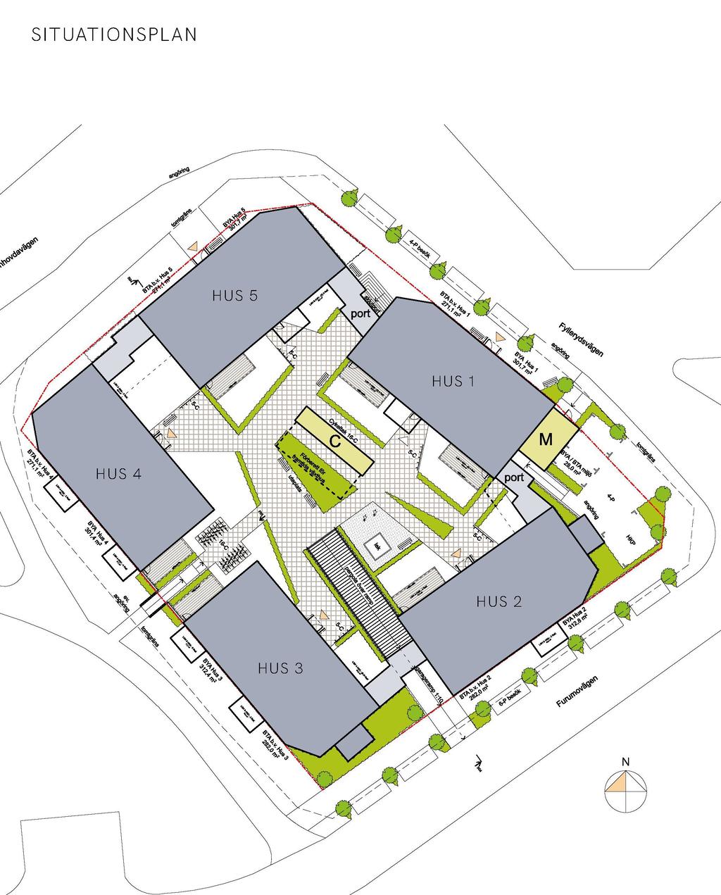 Situationsplan Brf Helgablick, avvikelser kan förekomma.