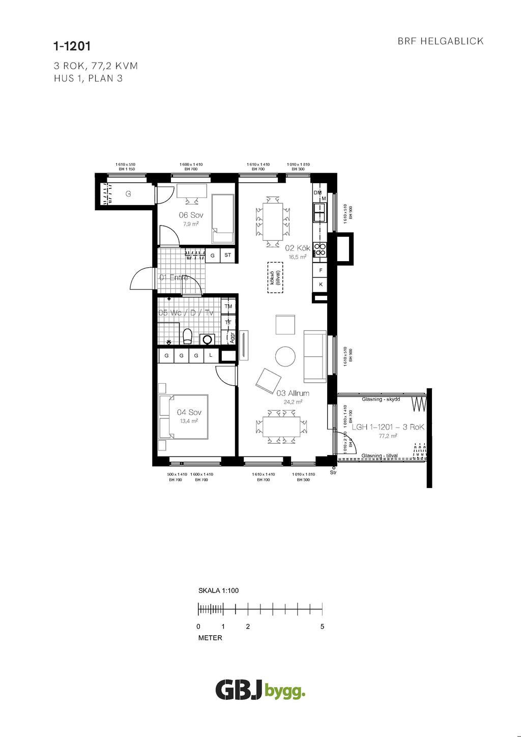 Planritning lägenhet 1-1201