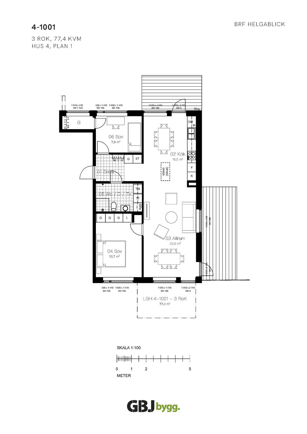 Planritning lägenhet 4-1001