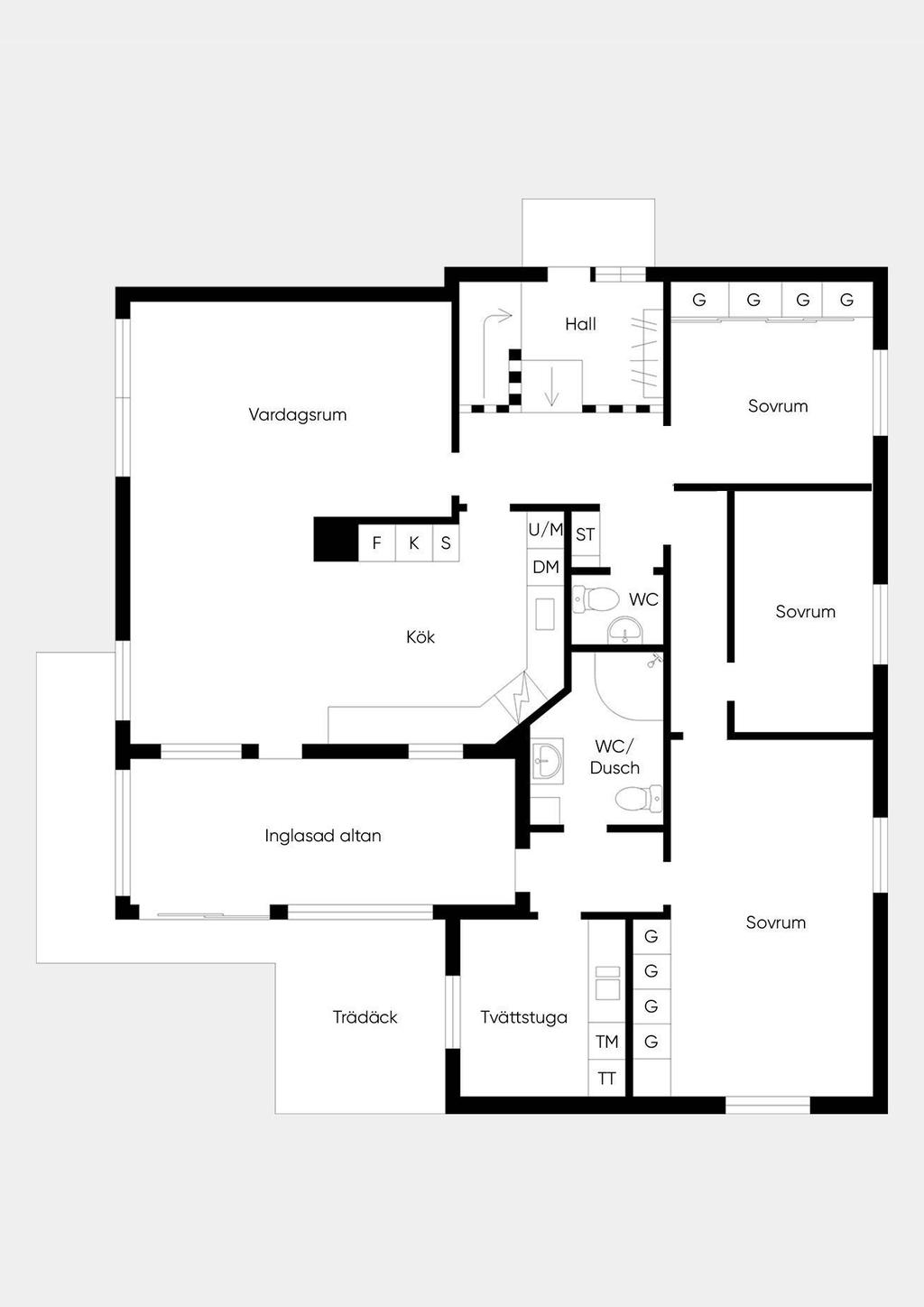 Alternativ planlösning med fler sovrum