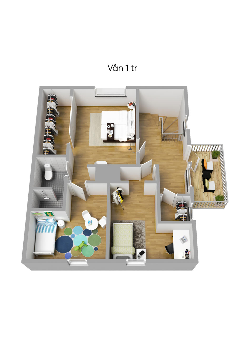 Planlösning övre plan 3D