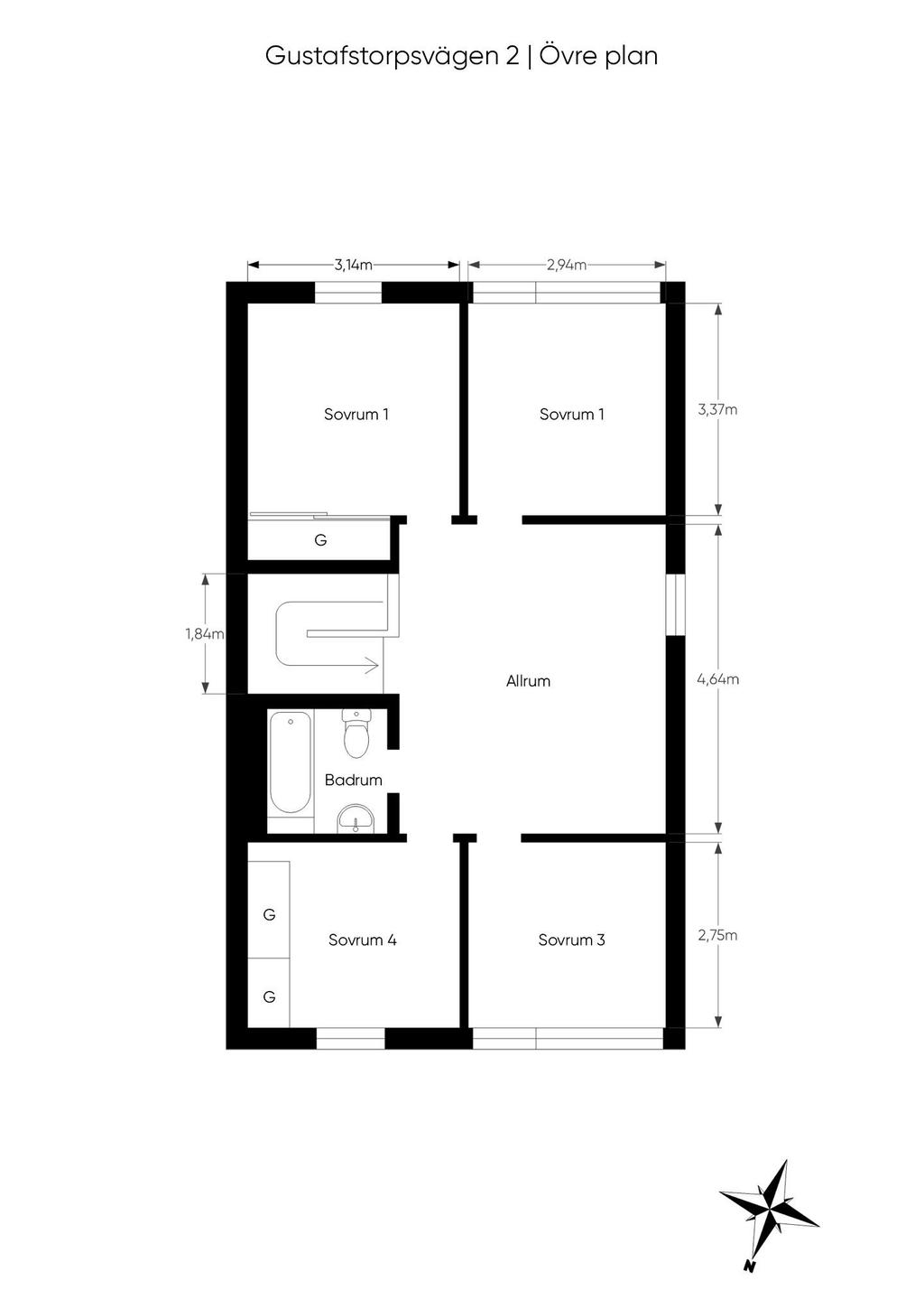 Planlösning övre plan