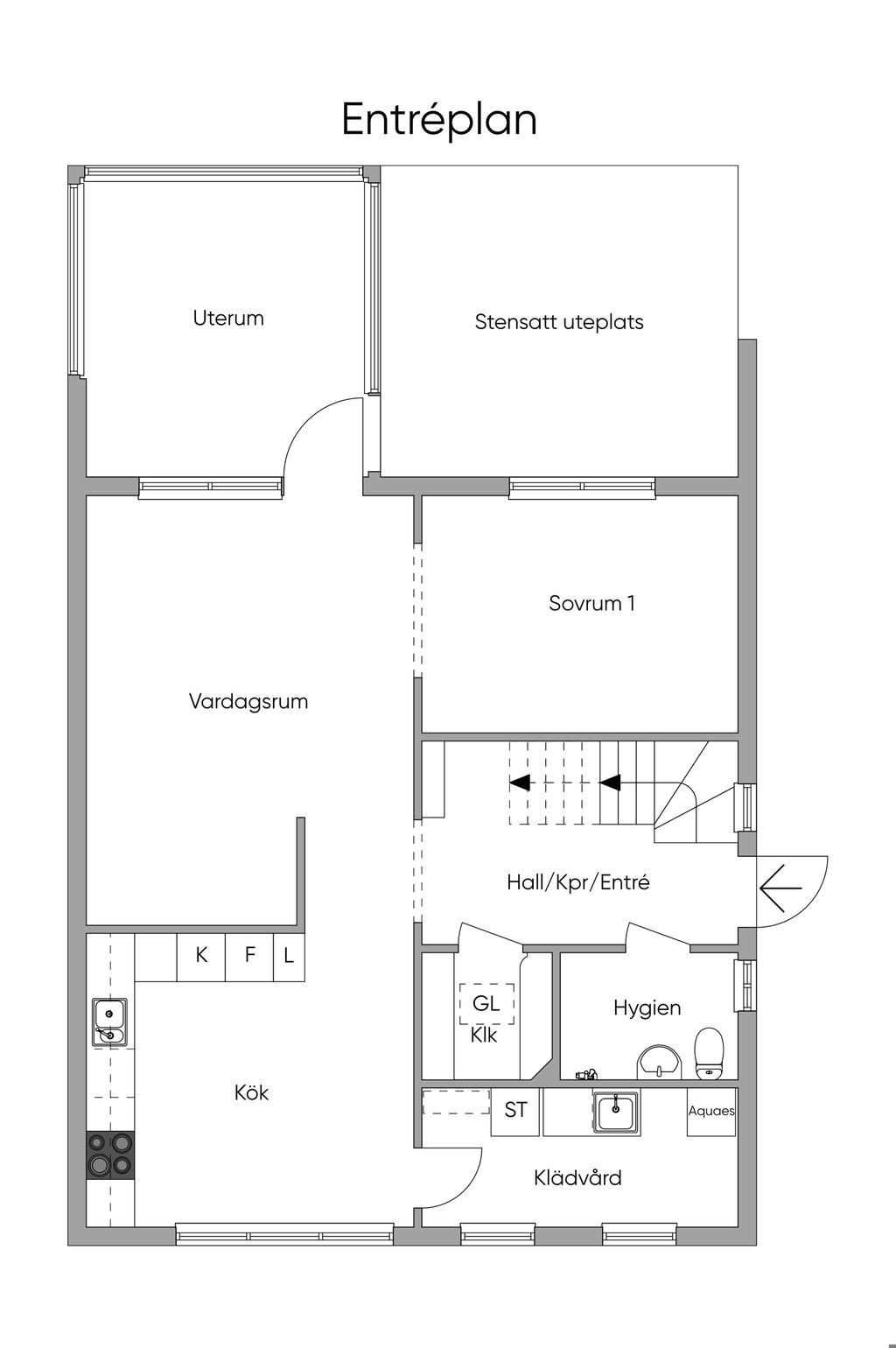 Planlösning, entréplan 