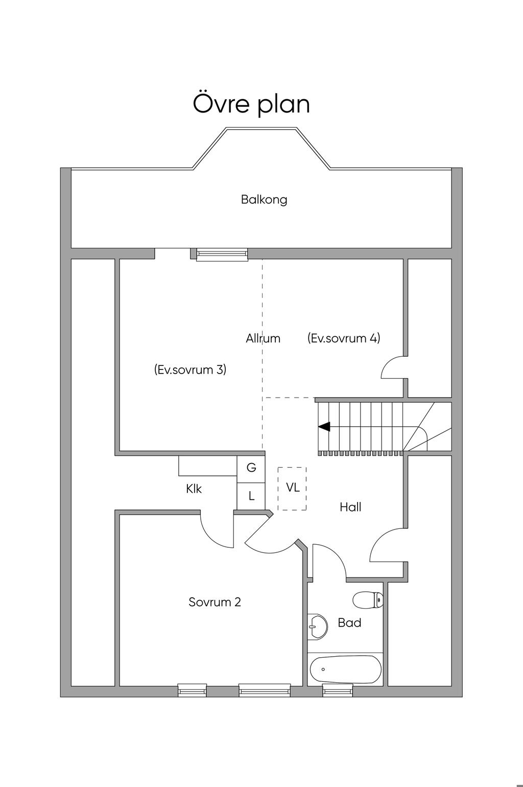 Planlösning, övre plan