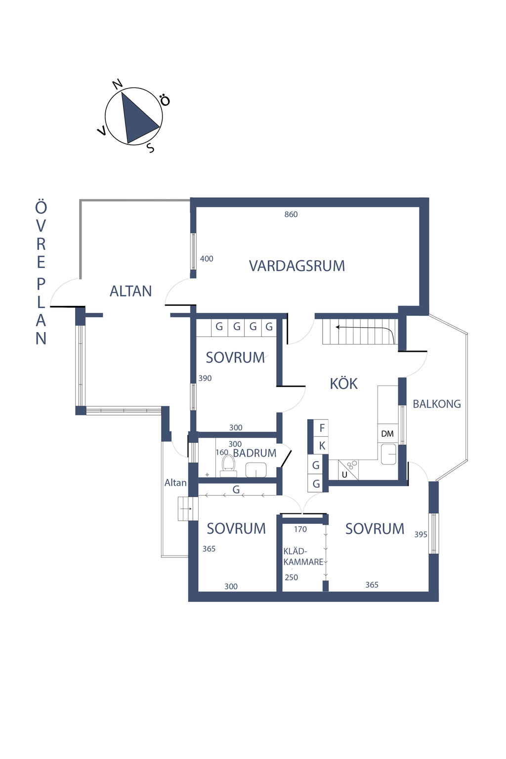 Planlösning, övre plan