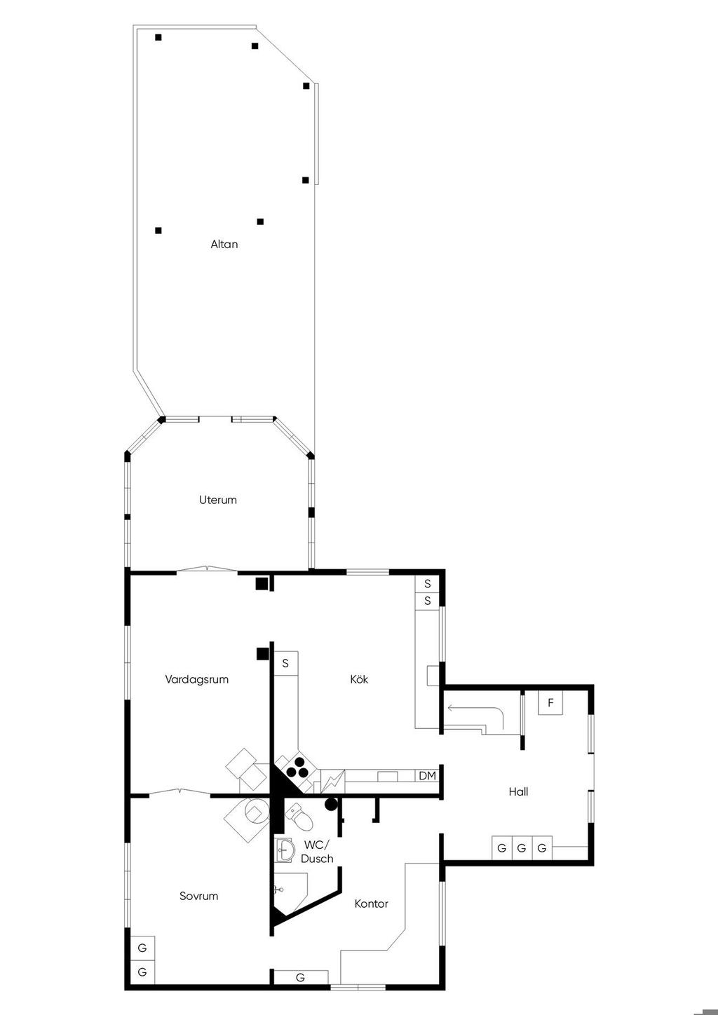 Nedre plan bostadshus