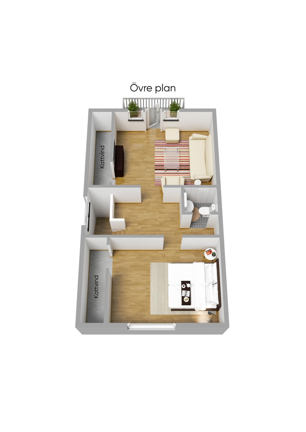 Planlösning övre plan 3D