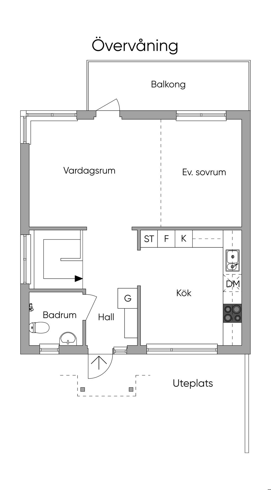 Planritning entréplan (övervåning)